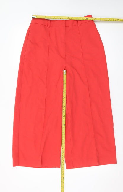 Phase Eight Women’s Red Cropped Wide-Leg Cotton Trousers UK 10
