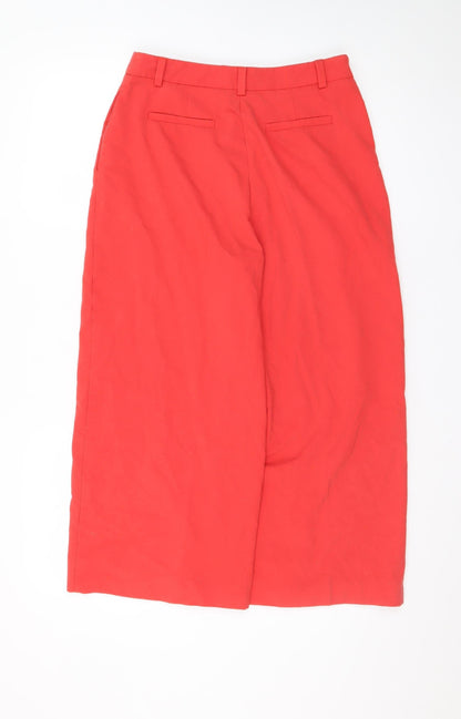 Phase Eight Women’s Red Cropped Wide-Leg Cotton Trousers UK 10
