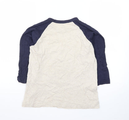 Uniqlo Men Beige Navy Popeye Graphic 3/4 Sleeve T-Shirt Size S