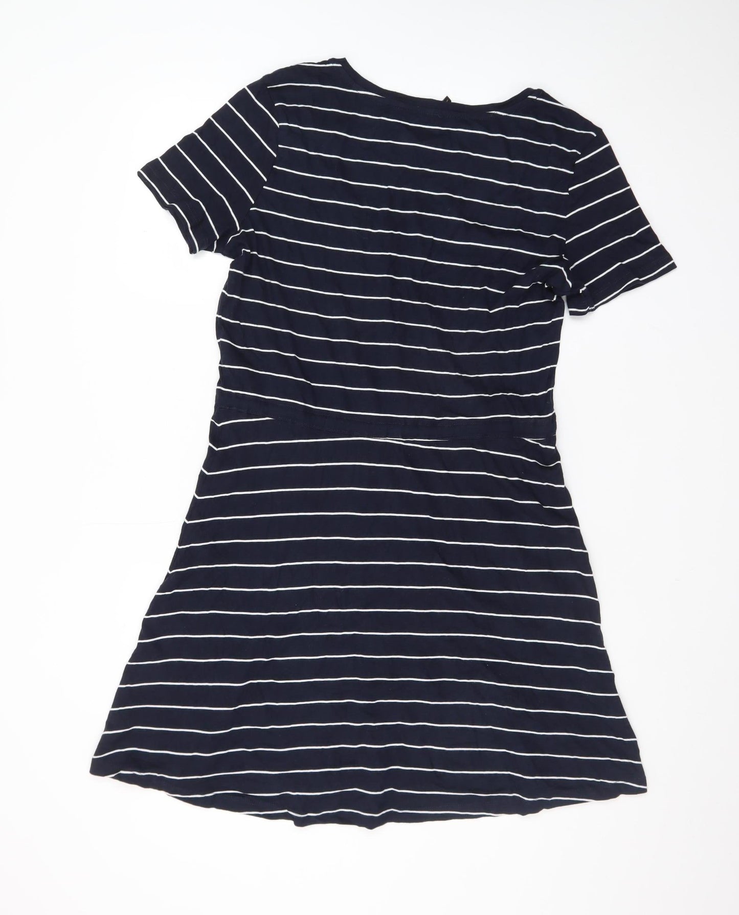 ONLY Women’s Blue Striped T-Shirt Dress Size S Short Sleeve V-Neck