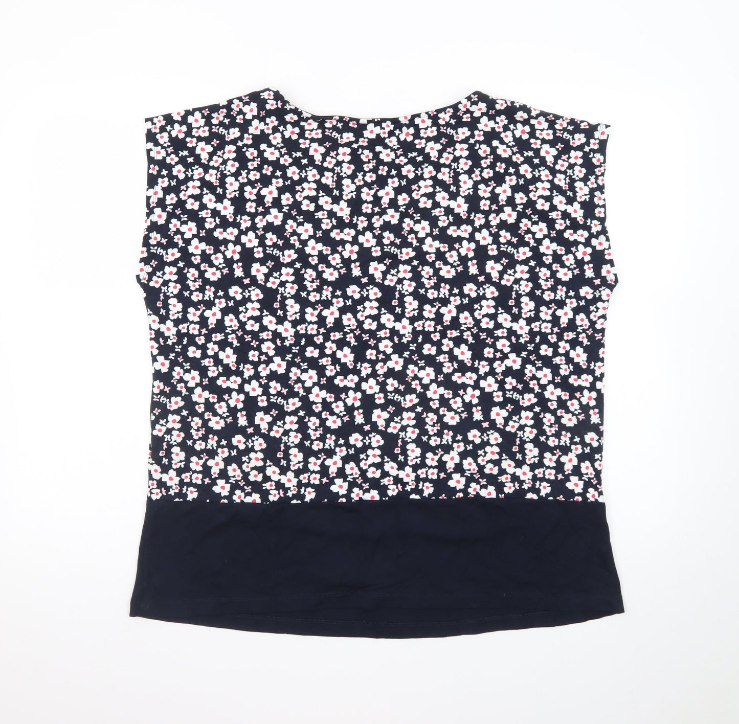 Crew Clothing Company Women's Blue Floral Sleeveless Cotton Blouse Size 16