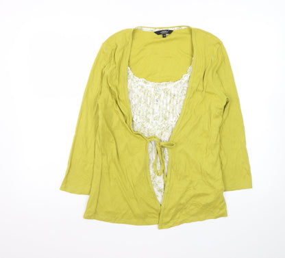 Debenhams Women’s Green Wrap Blouse Size 12 Cotton Elastane