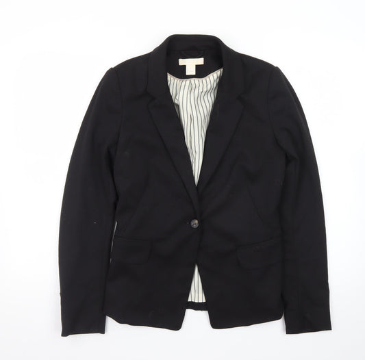 H&M Women's Black Size 8 Slim Fit Blazer Jacket