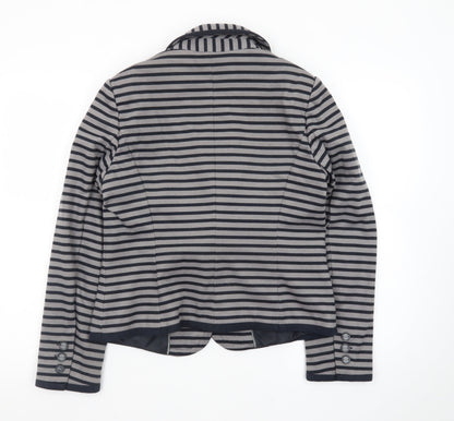 Marks and Spencer Women Grey Striped Blazer Size 14 Classic Style