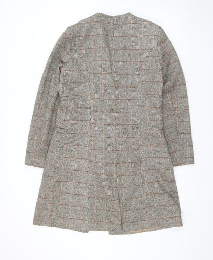 Kate Loves London Women Grey Checked Long Wool Blend Coat Size 12