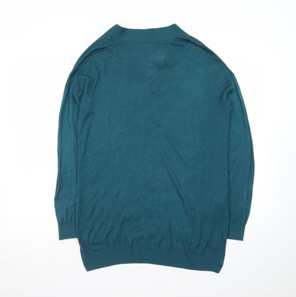 Mango Women’s Green V-Neck Lightweight Knit Jumper Size 10