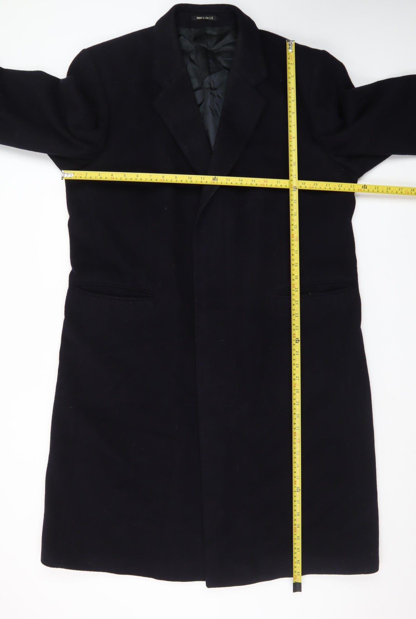 Marks and Spencer Men’s Navy Wool Overcoat Size 44 Classic Long