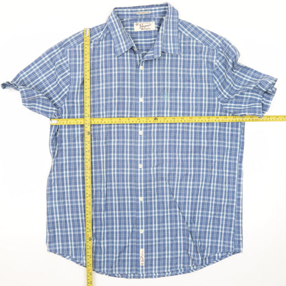 Original Penguin Men’s Blue Check Short Sleeve Slim Fit Shirt XL