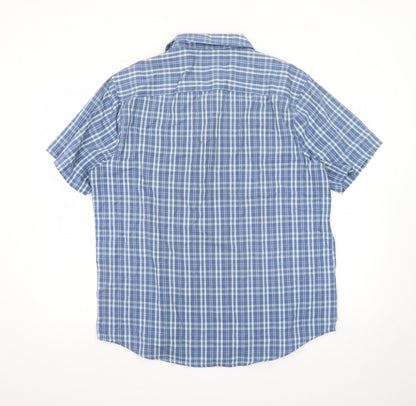 Original Penguin Men’s Blue Check Short Sleeve Slim Fit Shirt XL