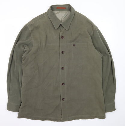 Tommy Bahama Men's Khaki Green XL Silk Wool Button-Up Shirt