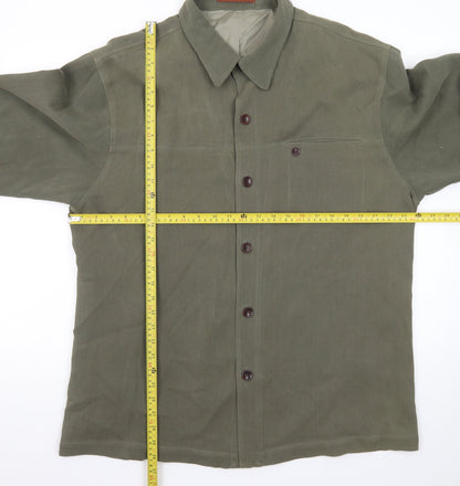 Tommy Bahama Men's Khaki Green XL Silk Wool Button-Up Shirt