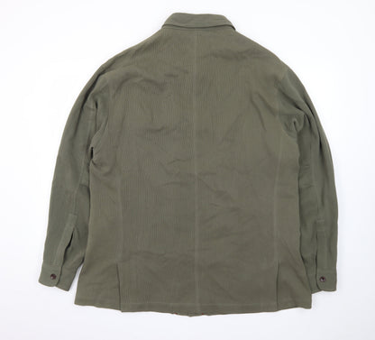 Tommy Bahama Men's Khaki Green XL Silk Wool Button-Up Shirt