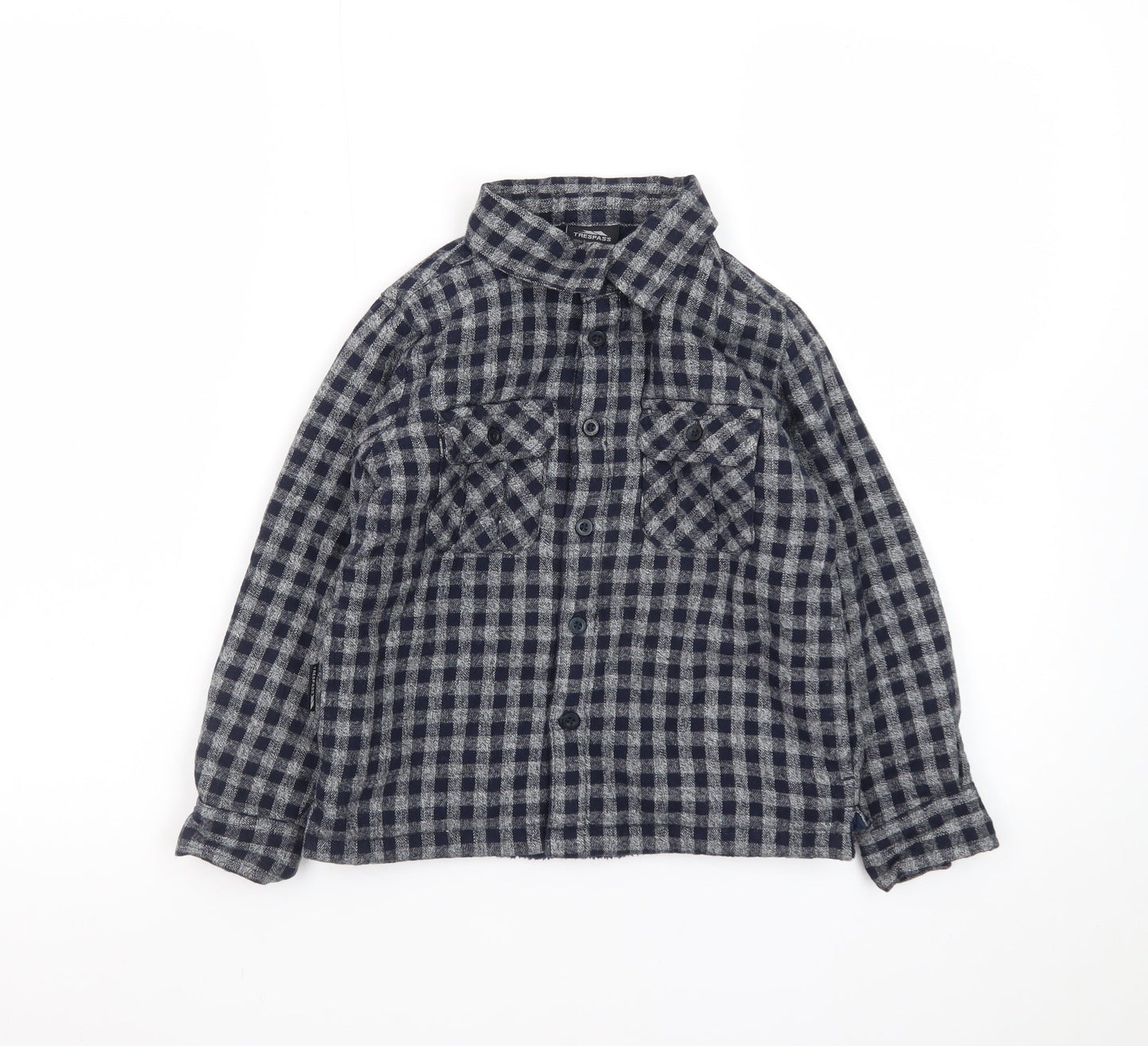 Trespass Boys Blue Checked Flannel Shirt Jacket 5-6 Years Lined Winter