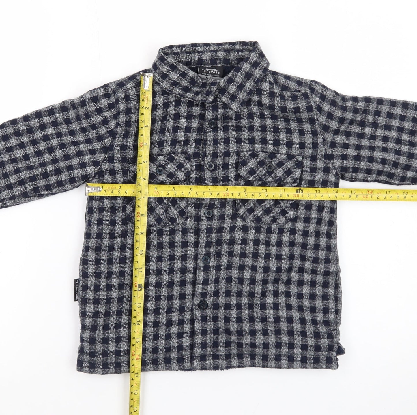 Trespass Boys Blue Checked Flannel Shirt Jacket 5-6 Years Lined Winter