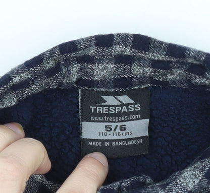 Trespass Boys Blue Checked Flannel Shirt Jacket 5-6 Years Lined Winter