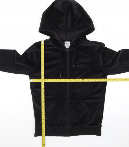 Victoria’s Secret PINK Women's Black Velour Full Zip Hoodie XS