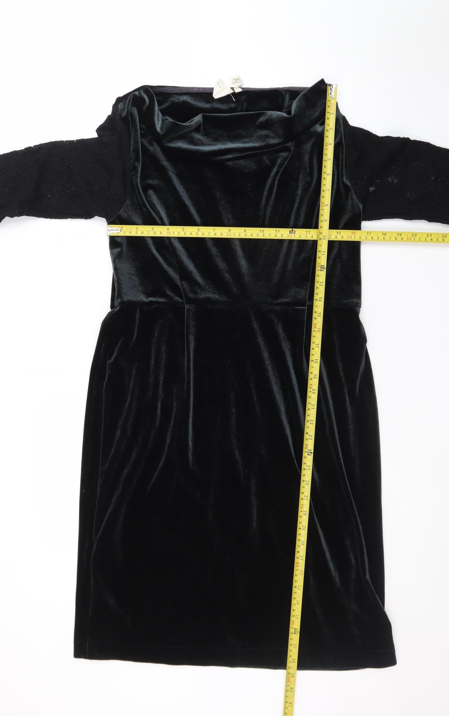 White Stuff Women's Black Velvet Sheath Dress Size 14 Elegant Cowl Neck