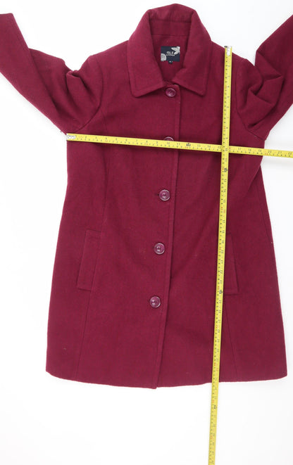 ISLE Women’s Burgundy Wool Blend Mid-Length Overcoat Size 14