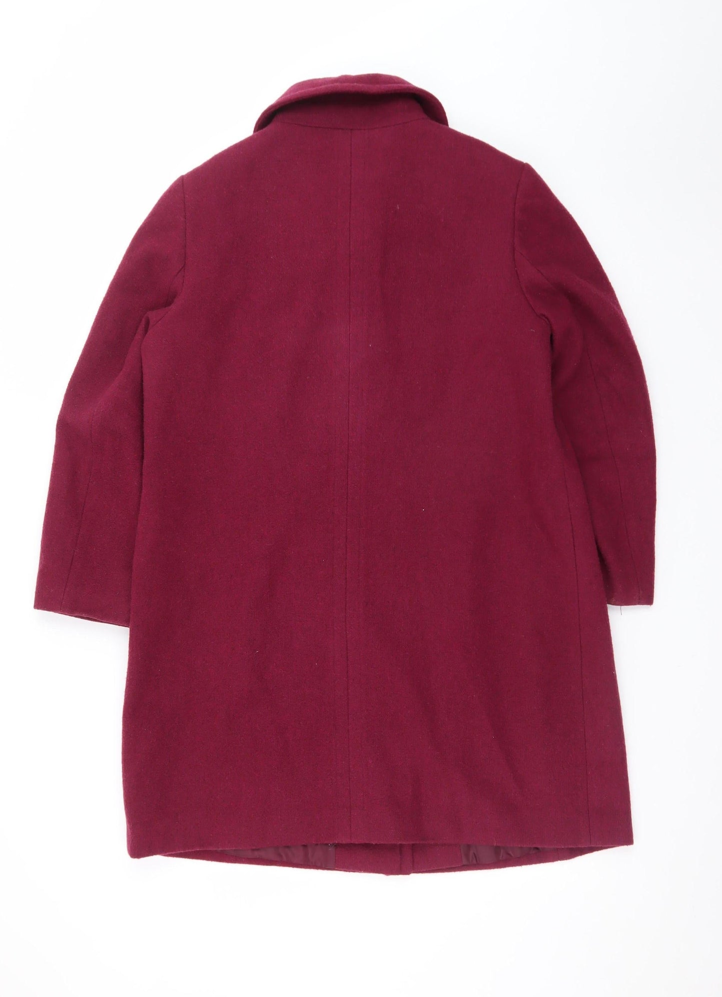 ISLE Women’s Burgundy Wool Blend Mid-Length Overcoat Size 14