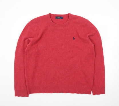 Ralph Lauren Men's Red Wool Crew Neck Pullover Jumper XL