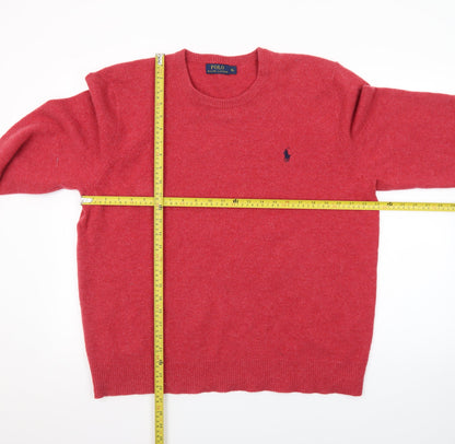 Ralph Lauren Men's Red Wool Crew Neck Pullover Jumper XL