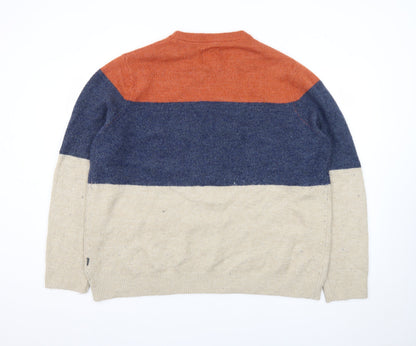 Fat Face Men's Multicoloured Wool Crew Neck Stripe Jumper 2XL