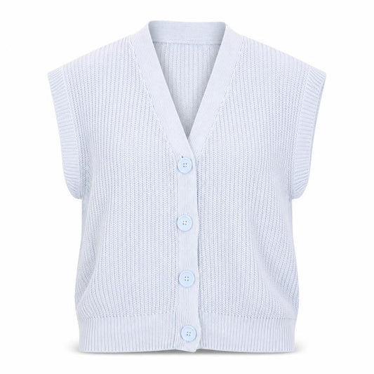Stradivarius Women Blue Sleeveless Knit Cardigan Vest Size 8