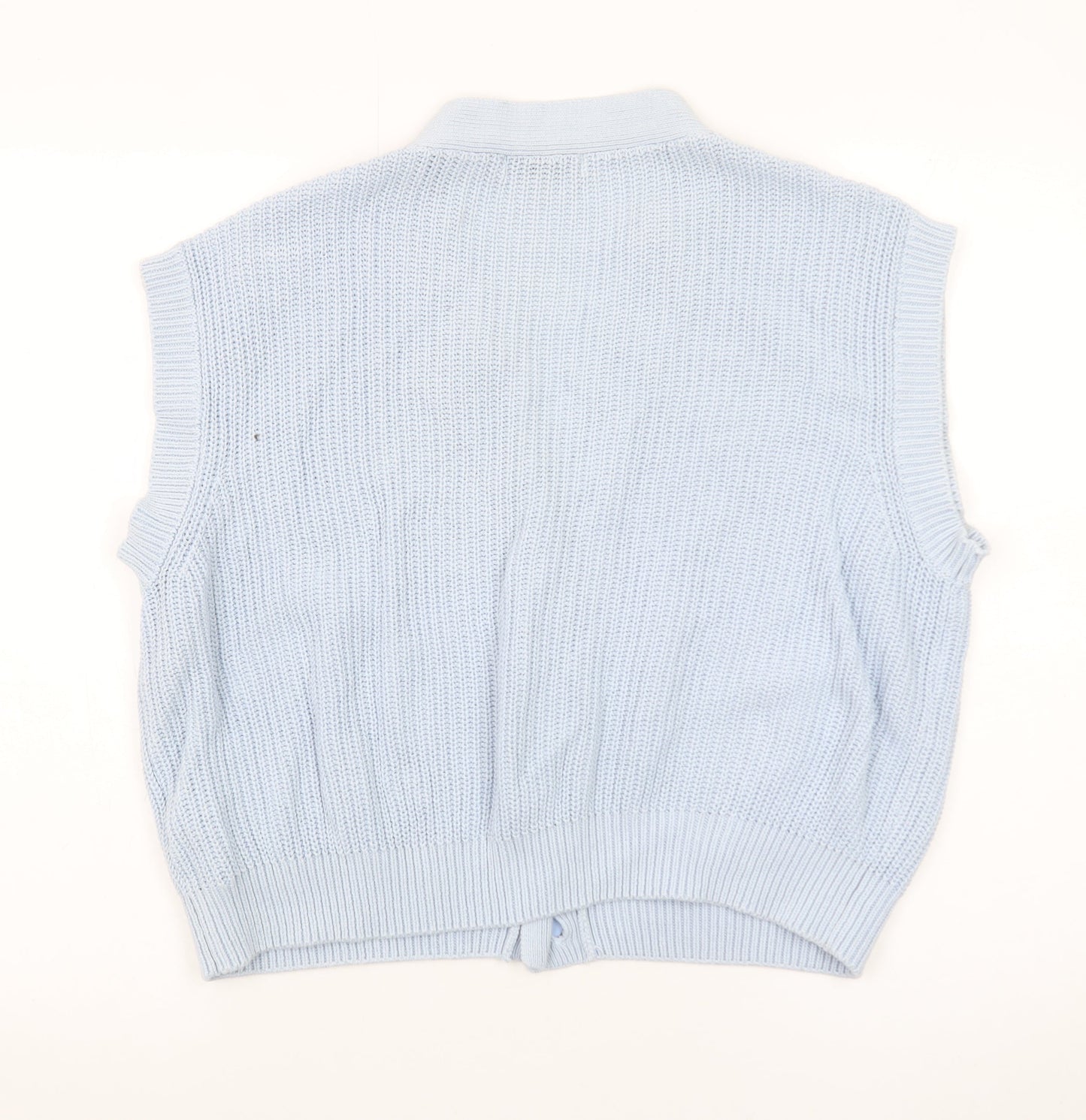 Stradivarius Women Blue Sleeveless Knit Cardigan Vest Size 8