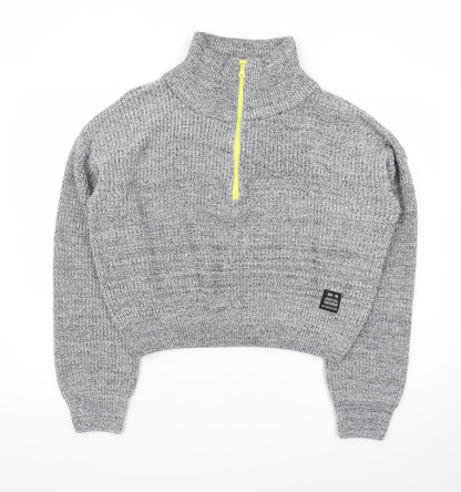 Urban Outfitters Men’s Grey 1/2 Zip High Neck Chunky Knit Jumper M