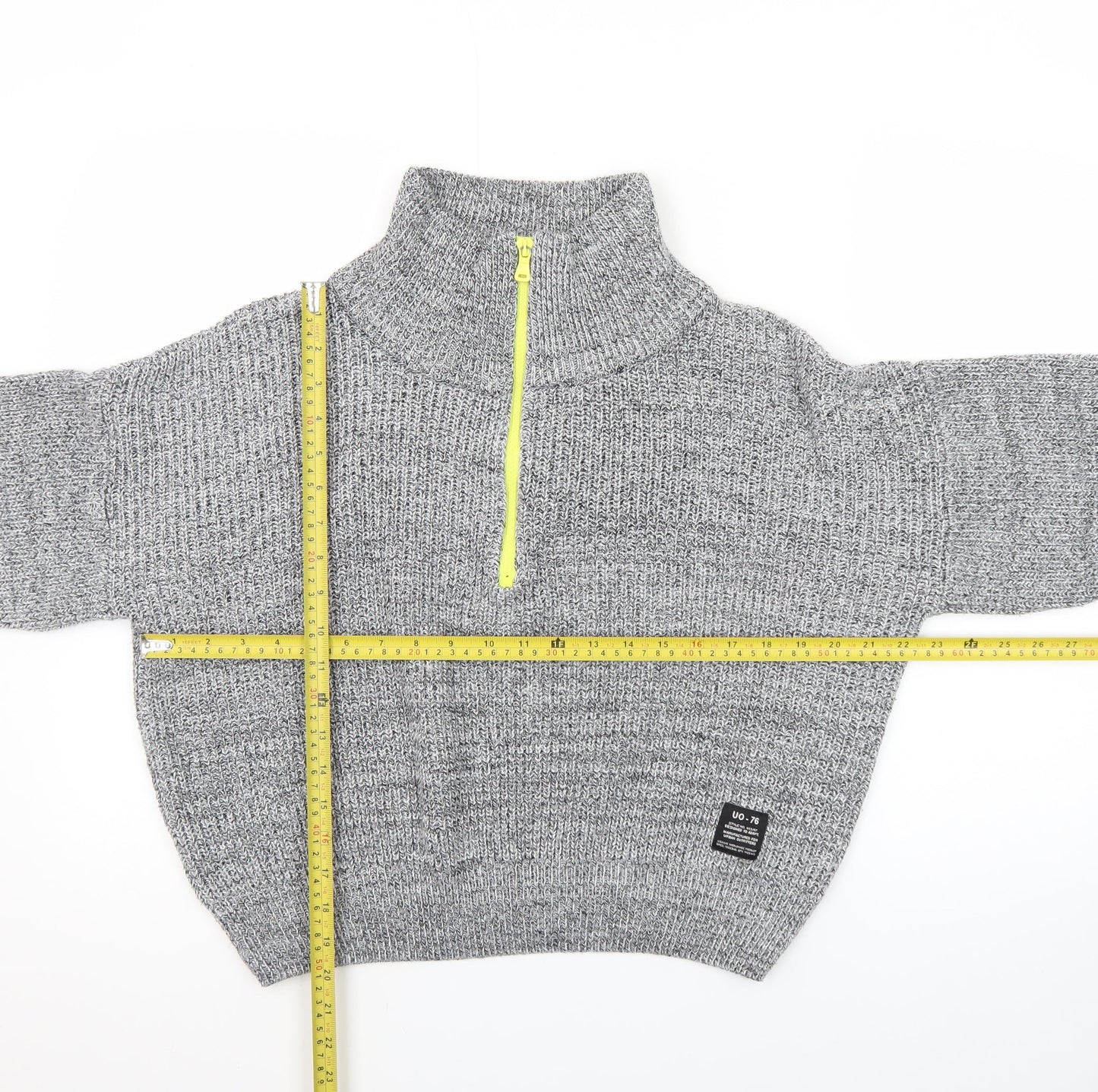 Urban Outfitters Men’s Grey 1/2 Zip High Neck Chunky Knit Jumper M