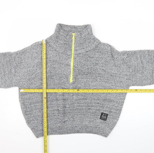 Urban Outfitters Men’s Grey 1/2 Zip High Neck Chunky Knit Jumper M