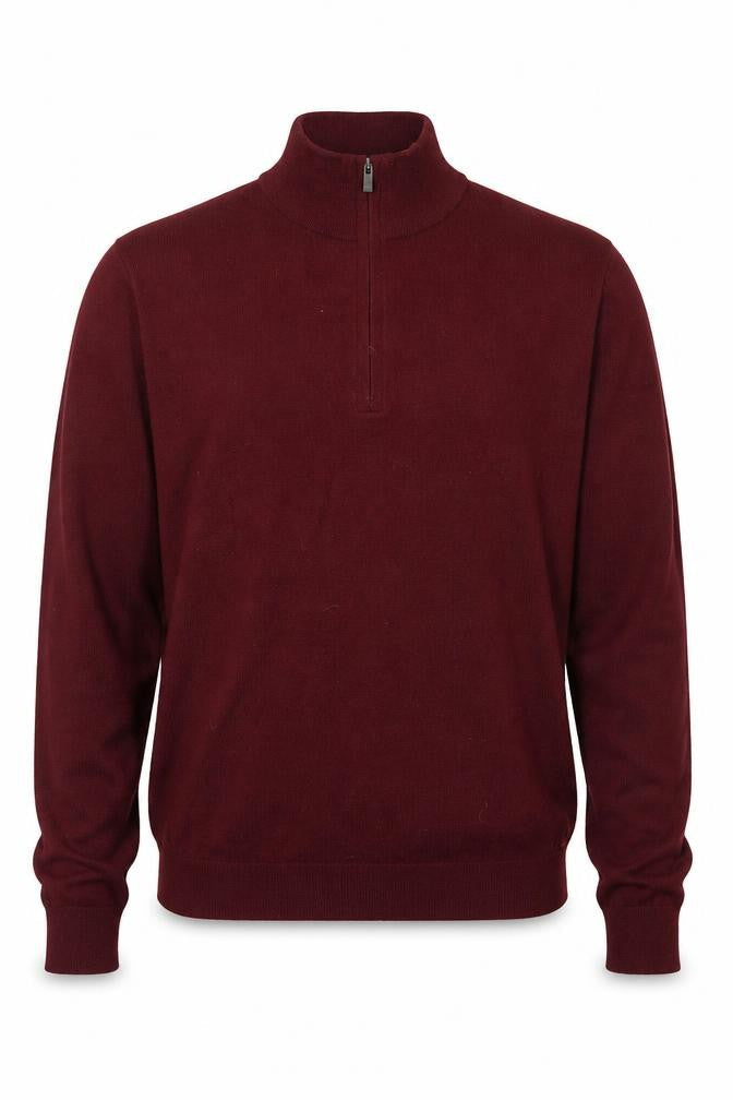 Black Brown 1826 Men's Red Merino Wool 1/2 Zip Jumper L