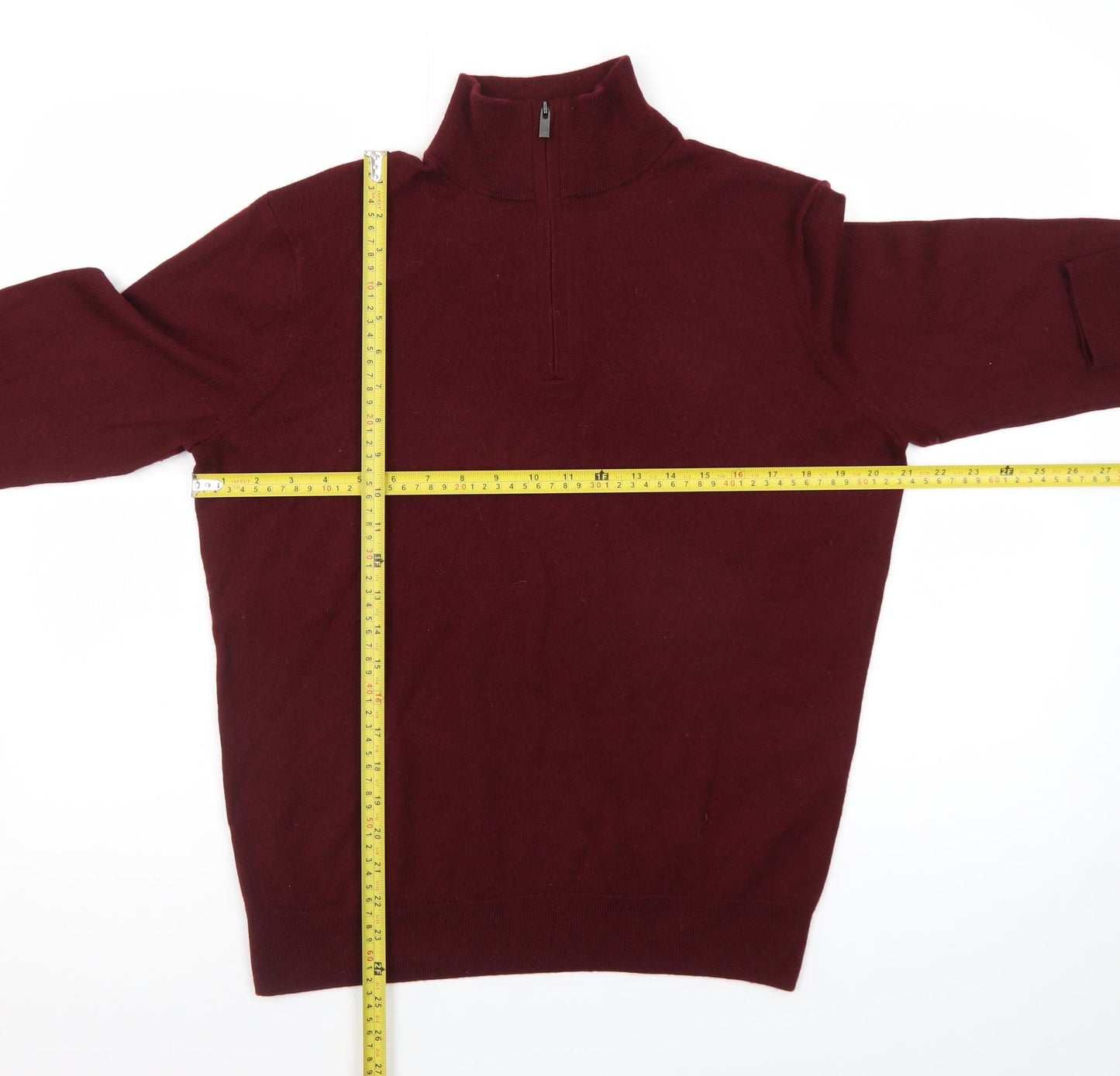 Black Brown 1826 Men's Red Merino Wool 1/2 Zip Jumper L