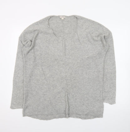 Gap Women’s Grey V-Neck Long Sleeve Knit Pullover Jumper Size L