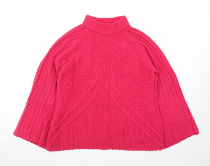 Saint Tropez Women’s Pink Mock Neck Knit Jumper Size M