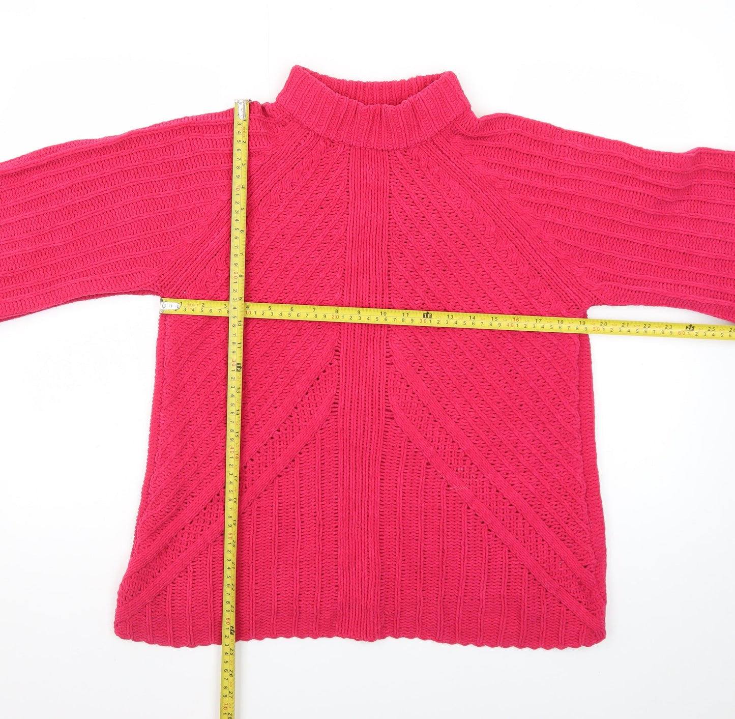 Saint Tropez Women’s Pink Mock Neck Knit Jumper Size M
