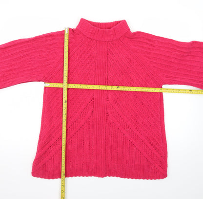 Saint Tropez Women’s Pink Mock Neck Knit Jumper Size M