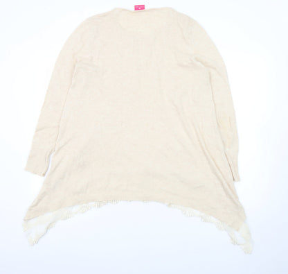 Together Women's Beige Lace Hem Long Sleeve Pullover Jumper Size 16
