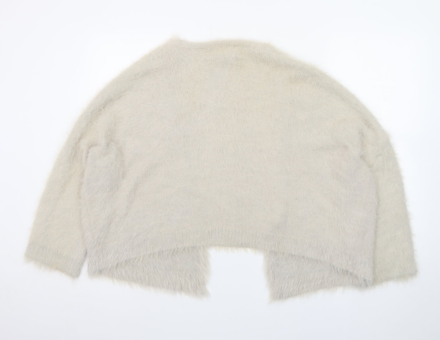 ASOS Women Beige Fluffy Knit Shrug Cardigan Size 8
