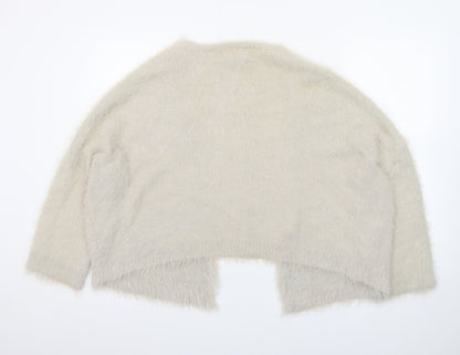 ASOS Women Beige Fluffy Knit Shrug Cardigan Size 8