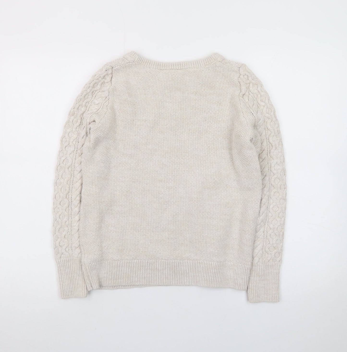 GAP Women’s Beige Cotton Cable-Knit Crew Neck Jumper Size M