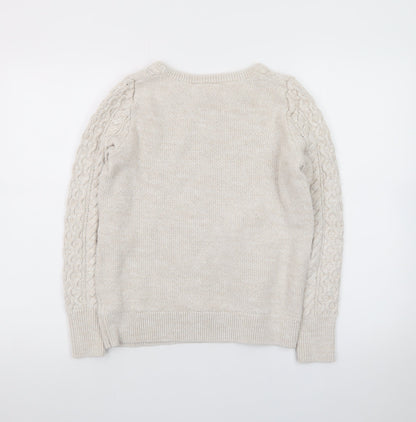 GAP Women’s Beige Cotton Cable-Knit Crew Neck Jumper Size M