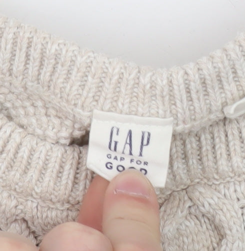 GAP Women’s Beige Cotton Cable-Knit Crew Neck Jumper Size M