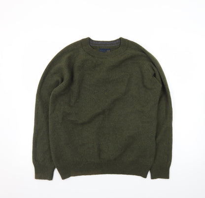 Lincoln Men's Green Wool Crew Neck Pullover Jumper Size M