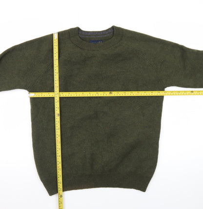 Lincoln Men's Green Wool Crew Neck Pullover Jumper Size M
