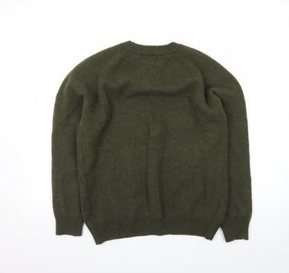 Lincoln Men's Green Wool Crew Neck Pullover Jumper Size M