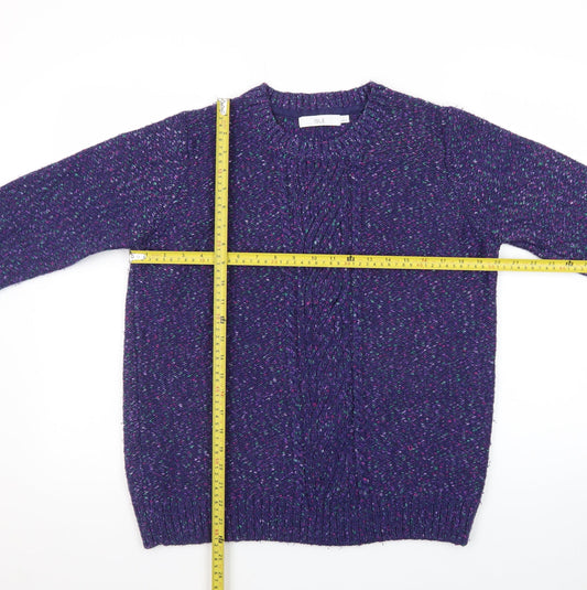 ISLE Women's Purple Cable-Knit Crew Neck Jumper Size 18-20