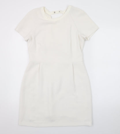 Sandro Women Ivory Short Sleeve Sheath Dress Size 12
