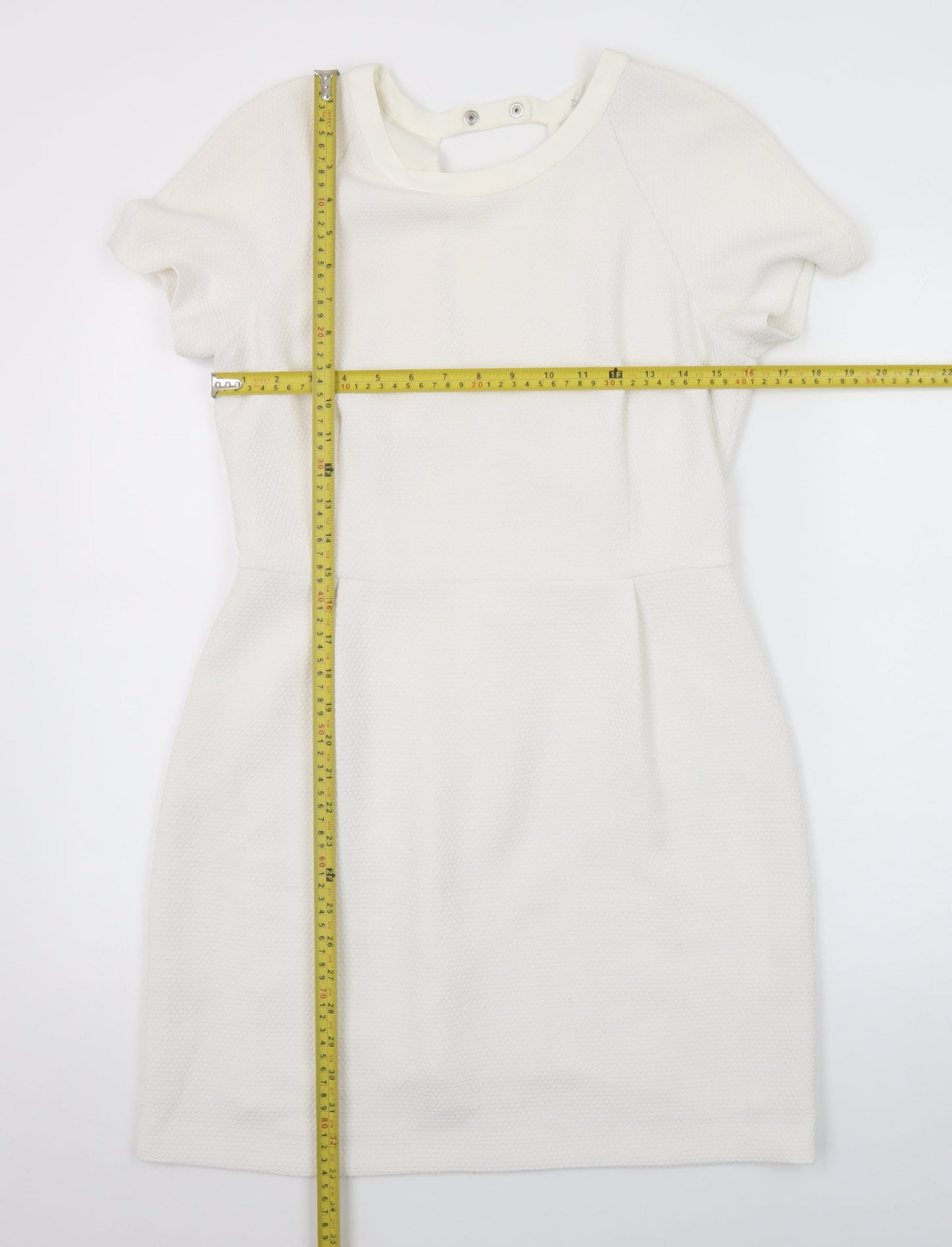 Sandro Women Ivory Short Sleeve Sheath Dress Size 12