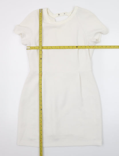 Sandro Women Ivory Short Sleeve Sheath Dress Size 12